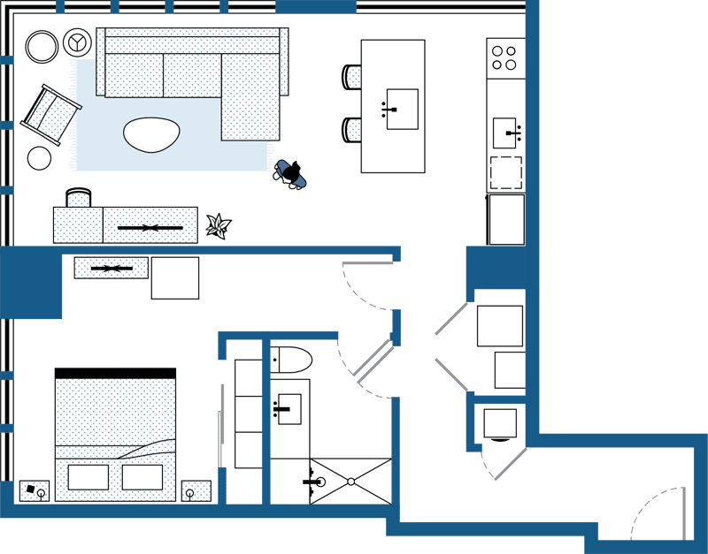 One Bedroom Floor Plan 