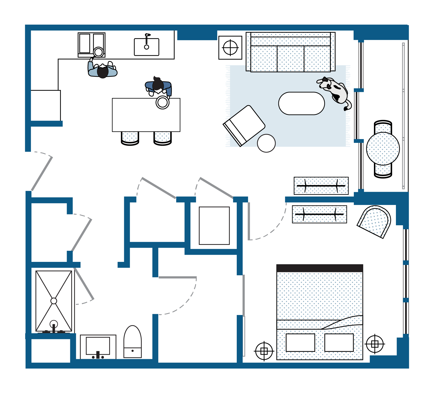 One Bedroom with Balcony / 684 square feet