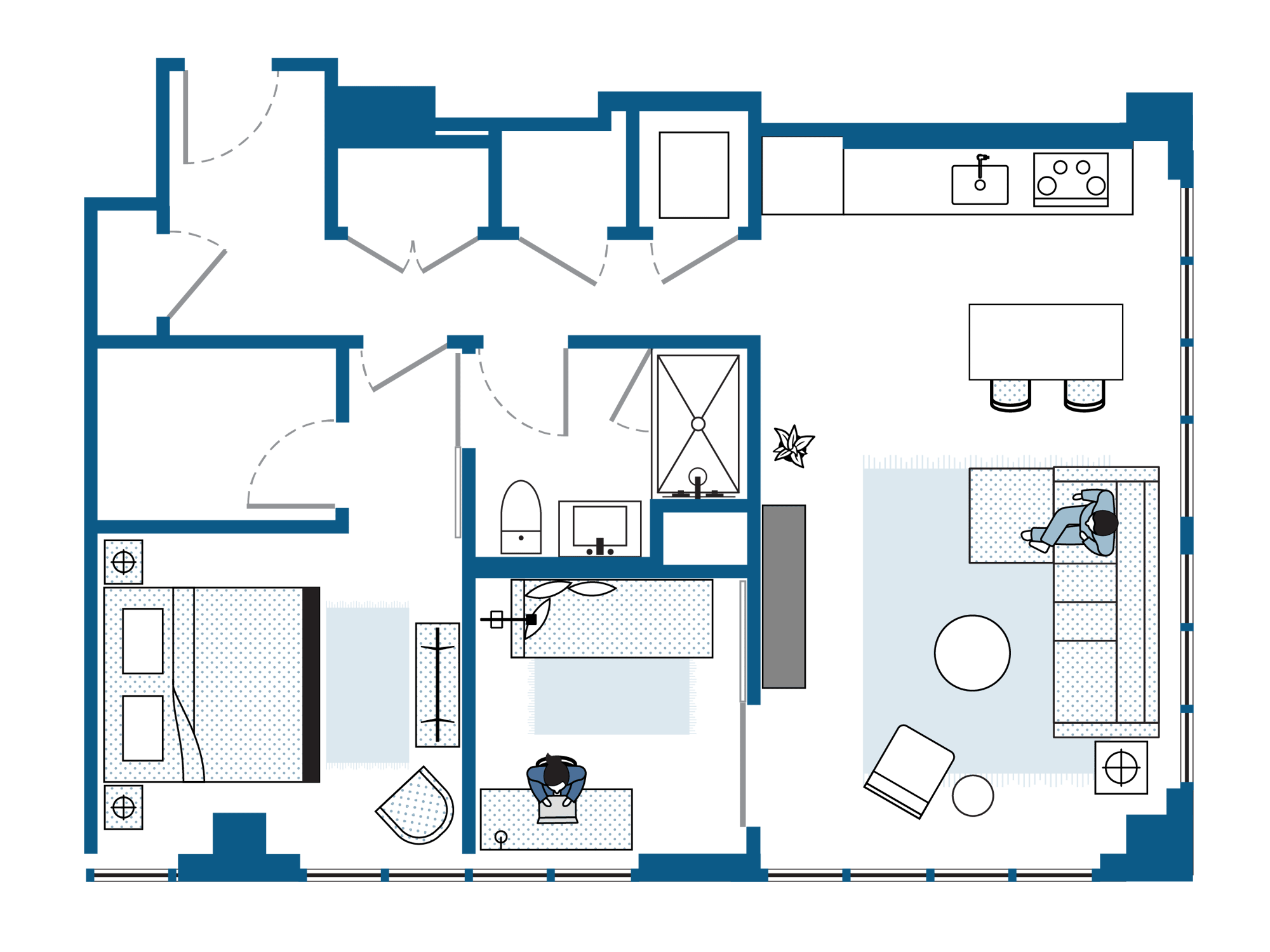 One Bedroom with Den / 924 square feet